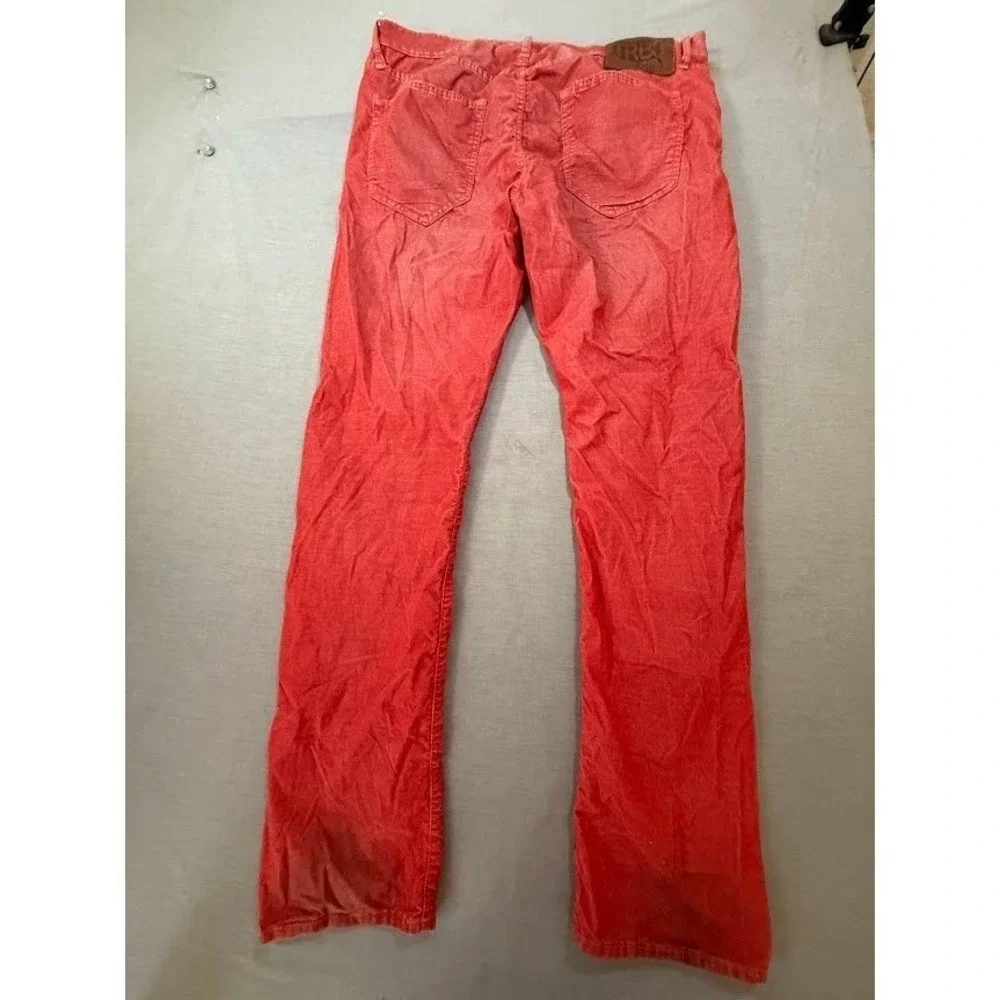 True Religion Mens Red Washed Corduroy‎ Straight Leg Casual Pants Size 36x32.